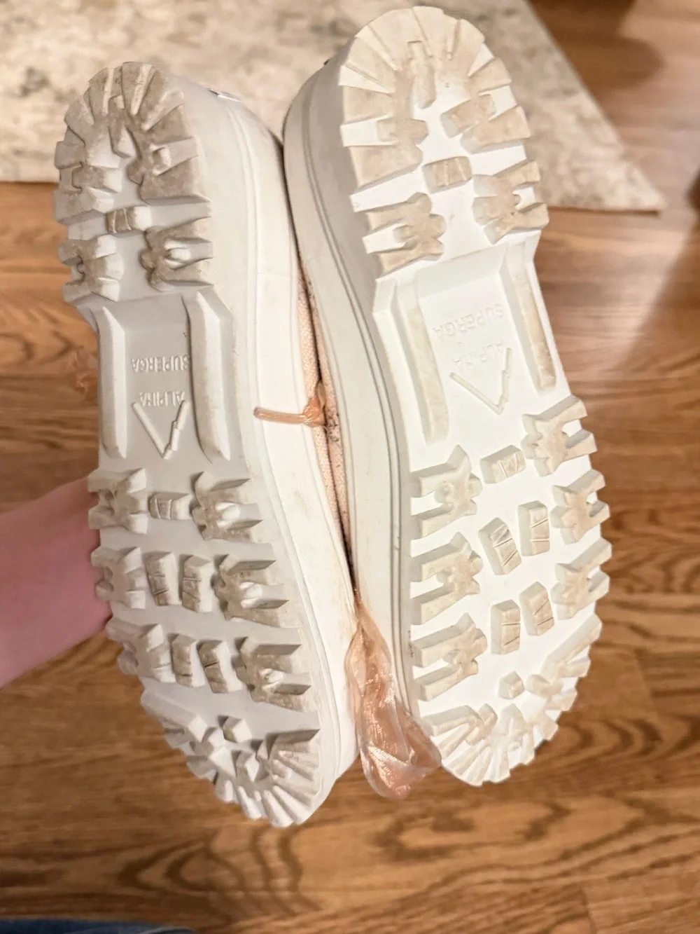 LoveShackFancy Size US Women's 6.5/EU 37 Pink Ribbon-Trim Canvas Sneakers